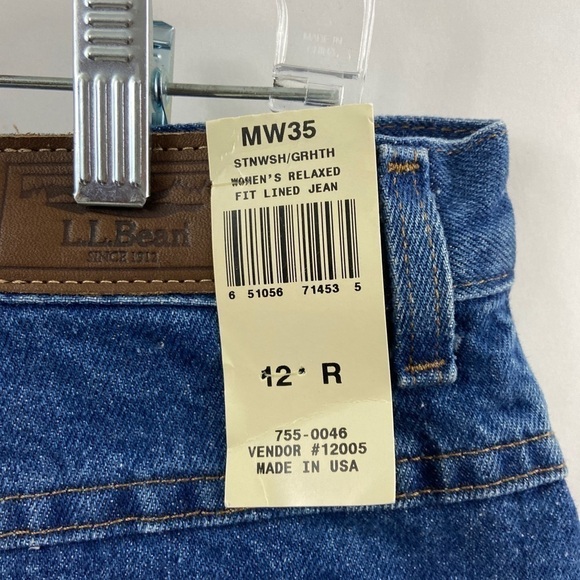 Vtg NWT LL Bean Women 12 R  Gray Fleece Blue Jeans - Picture 9 of 12